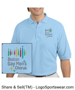 BGMC - Silk Polo Shirt - Light Blue Embroidered Design Zoom